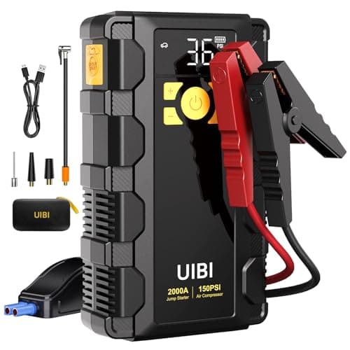 UIBI X5 Car Jump Starter with Air Compressor, 2000A Car Battery Jump Starter with 150PSI Tire Inflator Portable, Battery Jumper Starter, Jump Box for 8.0L Gas or 6.0L Diesel Vehicles - Image 1