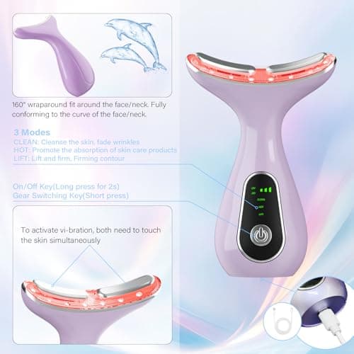 CNBHEABY Facial Massager, Portable Face Neck Massager Wand for Skin Care at Home - Thumbnail 3