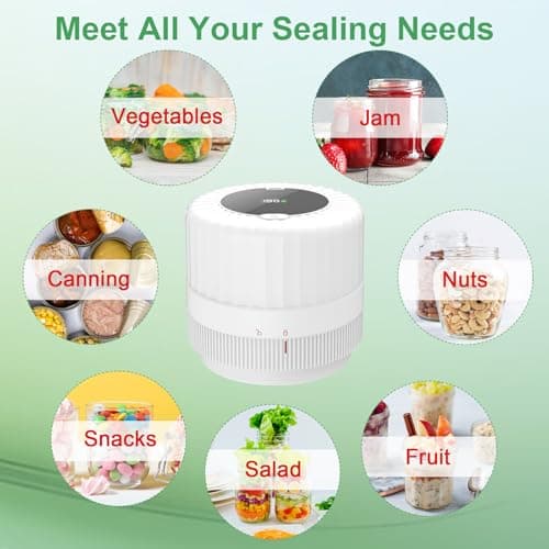 SelePow VP06+ Mason Jar Vacuum Sealer, Electric Vacuum Sealer for Jars with Wide and Regular Mouth Mason Lids, Cordless Handheld Jar Vaccum Sealer for Food Storage, Ideal Present for Mom, Wife, White - Thumbnail 6