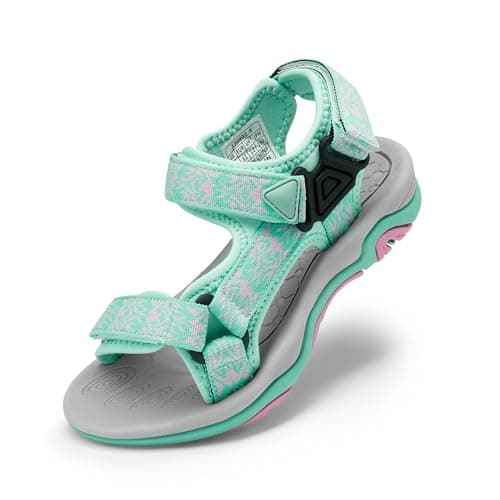DREAM PAIRS Boys Girls Sandals Kids Adventurous Light-Weight Adjustable Straps Summer Water Shoes (Toddler/Little Kid/Big Kid),Size 13 Little Kid,Mint/Pink,170892-K - Image 1