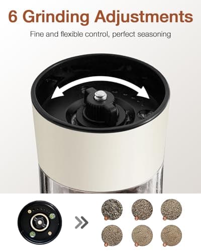 Electric Salt and Pepper Grinder Set, Stainless Steel Automatic Pepper Mill, Rechargeable with USB-C Charging Base, Gravity Activated One-Handed Operation, Dual LED Light, 2 Pack - Thumbnail 5