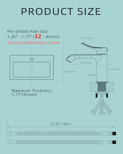 BELZ Bathroom Faucet 1 Hole Brushed Grey, Modern Vanity Faucet for Bathroom Sink, Lead-Free Single Handle Basin Faucet with Pop-up Drain - Thumbnail 2