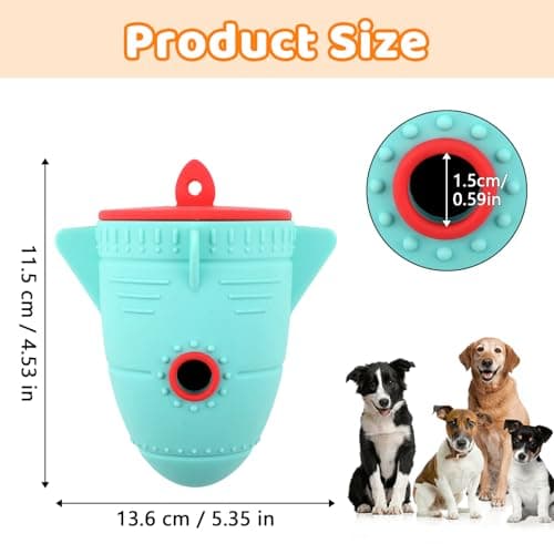 Dog Treat Toys for Medium Dogs & Small Dogs, Silicone Dog Toy Treat Dispenser Slow Feeder, Dog Interactive Toys for Boredom, Dog Enrichment Toys to Keep Them Busy, Interactive Dog Toy 1 Pack (Blue) - Thumbnail 5