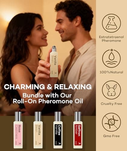 purefittech Pheromones Perfume for Women, Vanilla Bean Fragrance Roll-on Long Lasting Pheromone Perfume Oil, 0.34 fl oz (10ml) Travel Size Extrait de Parfum Made in USA - Thumbnail 3