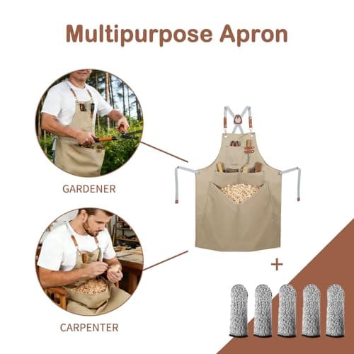 VKDDM Wood Carving Apron with Chip Catcher, Adjustable Canvas Woodworking Apron for Men with Large Pouch, Wood Working Tool Apron Gift for Men | Father's Day | Woodworkers - Thumbnail 6