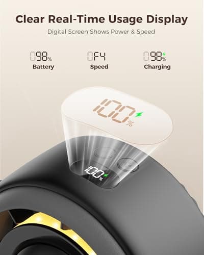 SWEETFULL Baby Stroller Fan - 4000mAh Rechargeable 4-Speed Quiet with LED Display & Night Light, Mini Portable 360° Clip On Safe Fan for Car Seat, Crib, Travel - Black - Thumbnail 5
