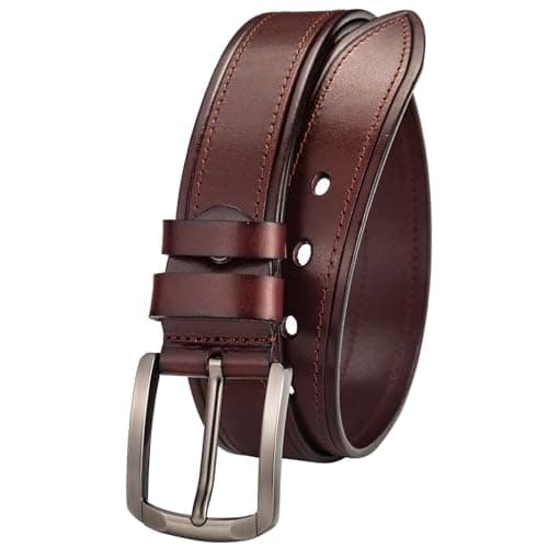 Rollslatte Full Grain Genuine Leather Belt Men, 1.5" Wide Brown Real Leather Western Cowboy Men's Belts for Trousers Belt Size 38 - Image 1