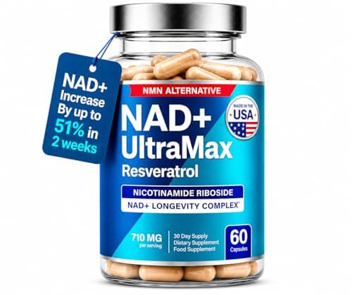NAD+ Trans Resveratrol Supplement (4-in-1), Pure Nicotinomide Riboside, Quercetin and Galactomannans, Alternative to NAD, NADH & NMN, Anti-Aging Support | 60 Capsules | for Women and Men - Image 1