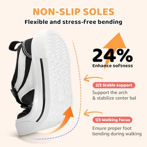 STQ KIDS Boys Toddler Boy School Sneakers Wide Toe Zero Drop Walking Comfort Shoes Black White Toddler 5 - Thumbnail 5