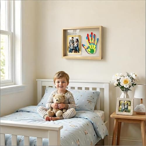 Horizontal Wood Family Handprint Kit 3D Frame Rustic Grandparents Gift - Thumbnail 5