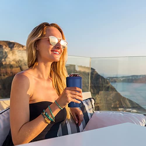 4 in 1 Insulated Slim Can Cooler for 12 OZ Cans and Beer Bottle - Keep 8 Hours Cold, Easy to Hold - Stainless Steel Can Holder, Double Walled Can Insulator for Hard Seltzer and More (Navy Blue) - Thumbnail 6