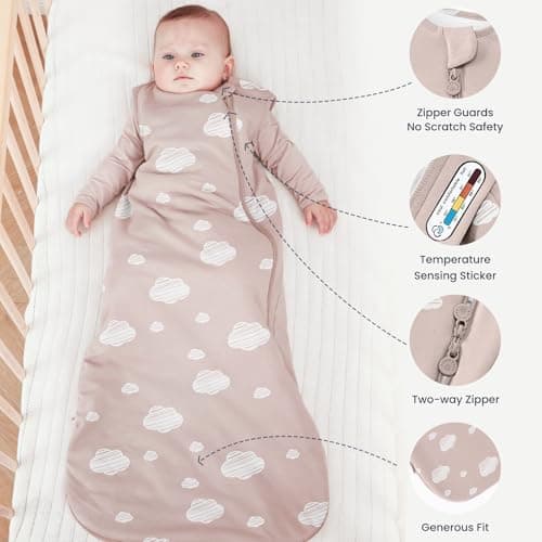kaiya baby Baby Sleep Sack 18-36 Months 1.0 Tog Sleeveless Sleep Sack Organic Cotton, Regulating Camel Wool Blend Wearable Blanket for Infants 2-Way Zipper Quilted Sleeping Sacks,Gifts for Baby - Thumbnail 5
