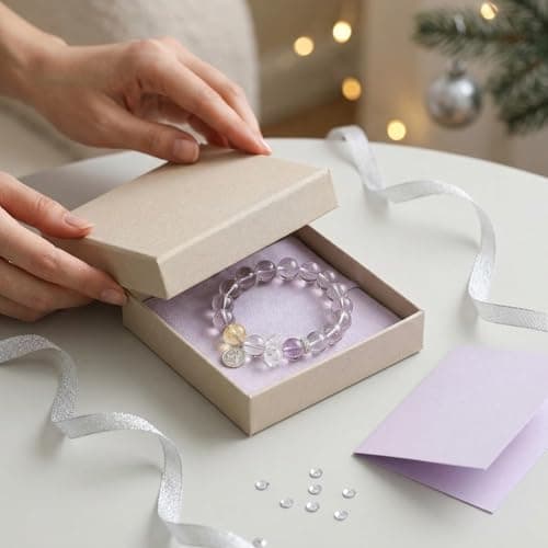 ANNIE WU Natural Amethyst Clear Quartz Citrine Crystal Bracelet, 925 Sterling Silver Accents, Adjustable 17-19cm, Healing Energy Jewelry for Women, Gift Box Included - Thumbnail 6