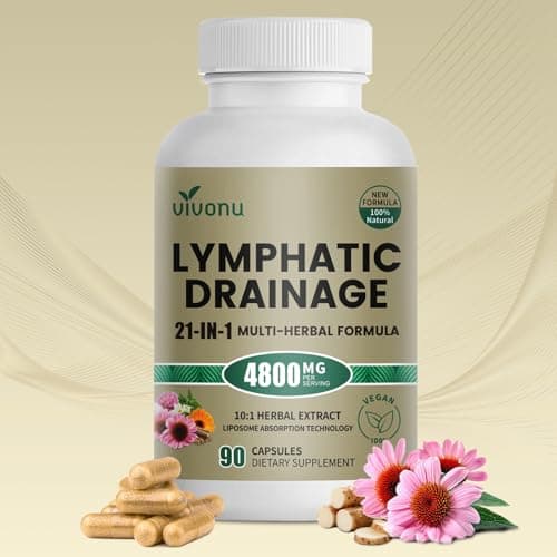 21-in-1 Liposome Lymphatic Drainage Supplements, 45 Day Supply, 4800mg Immune & Lymph System Support, 10:1 Concentrated Technology, Echinacea, Dandelion, Burdock, Bromelain, Calendula, 90 Capsules - Image 1