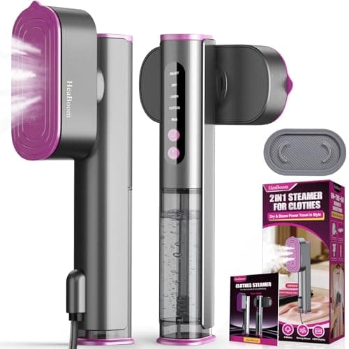 Travel Steamer for Clothes - Fast Wrinkle Remover Portable Iron 100-240V, Steamer ＆ Iron for Clothes 2 In 1, Handheld Garment Steamer with 4 Modes, Travel Size Clothes Steamer Iron for Home/Global