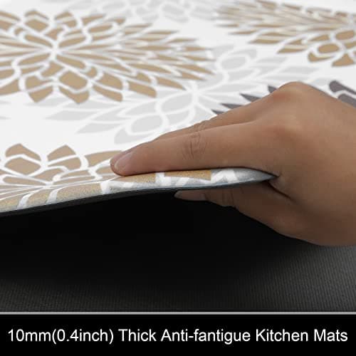 HEBE Anti Fatigue Kitchen Rugs Sets of 2, Non Slip Kitchen Mats for Floor, Waterproof Cushioned Comfort Standing Carpet for Kitchen Sink, Home Office, Laundry Room - Thumbnail 3