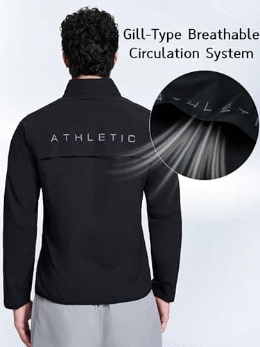 Hooded Windbreaker Jackets for Men, Lightweight Breathable Zip Up Hoodie with Pockets for Running, Gym, and Outdoor Sports. (US, Alpha, XX-Large, Regular, Regular, Black) - Thumbnail 2