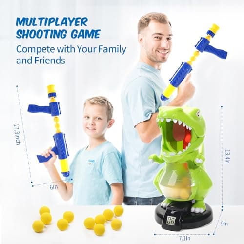 EagleStone Dinosaur Shooting Toys for Boys 5 6 7 8 9 Years Old, Electronic Kids Target Games w/ Air Pump Gun, LCD Score Record, Sound, 24 Foam Balls, Birthday Party Favor,Christmas Gifts for Toddlers - Thumbnail 3