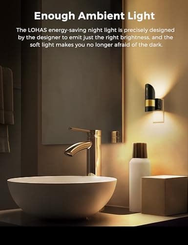 L LOHAS LED Night Light,Night Lights Plug into Wall, [2 Pack] Night Lights with Dusk to Dawn Sensor, Brightness Adjustable,3000K Soft White,Modern Nightlight for Adults Bathroom Hallway - Thumbnail 4