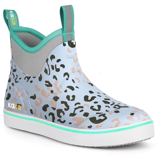 Kalkal Women's Deck Boots, Waterproof Ankle Rain Boots Fishing Boots with High Traction, Women's Rubber Boots For Gardening Fishing Boating Camping - Image 1