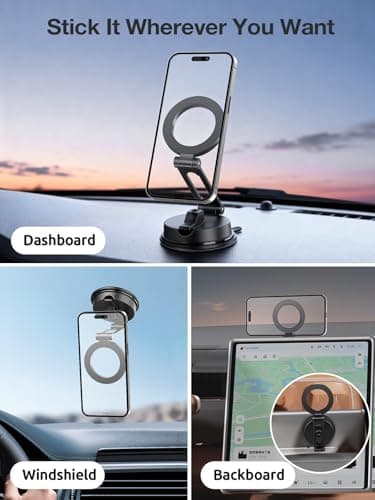 Gorablix Foldable Magnetic Phone Holder for Car, 360°Rotation Cell Phone Car Mount with Strong Stable Suction, Car Phone Holder for MagSafe Compatible with iPhone 17 Pro Max 16 15 14 13 12 Plus - Thumbnail 5