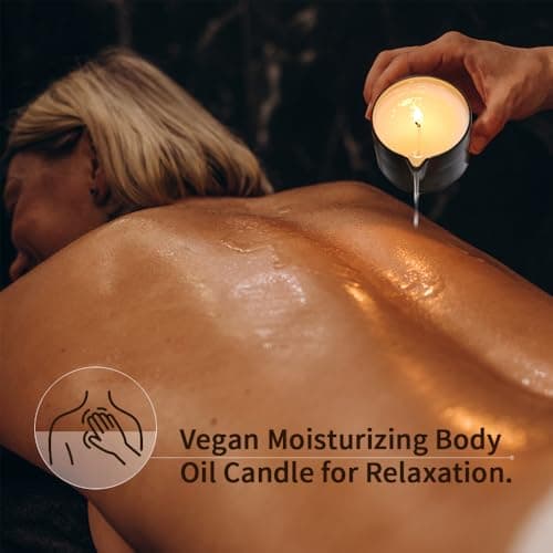 Massage Oil Candle 3 Pack Warming Skin Lotion Soy Wax Home SPA 6.9oz | Vegan Essential Oil Infused Body Lotion Relaxation Stress Relief Scented Wax Candle Low Temp for Couples Date Night - Thumbnail 6