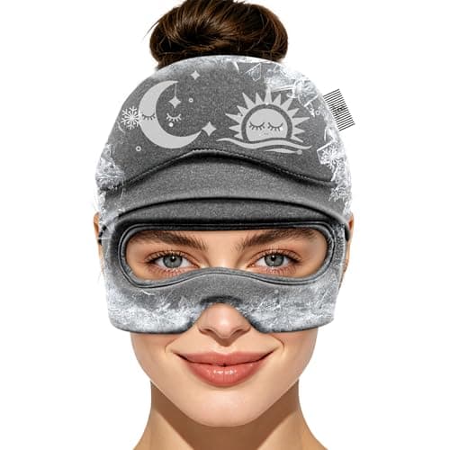 Migraine Relief Cap & Eye Mask Headache Relief Cap, Ice Face Mask, Cold Compress Head Wrap for Tension Headache Relief (Black)