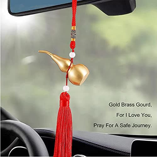 Hanging Decoration Good Luck Wu Lou Gourd,with Tassel for Housewarming Statue Charm Amulet Home Decor,3.18 inch Tall,Full Brass, Hu Lu Bring You Wealth Peaceful, Safty, Healthy,Success - Thumbnail 2