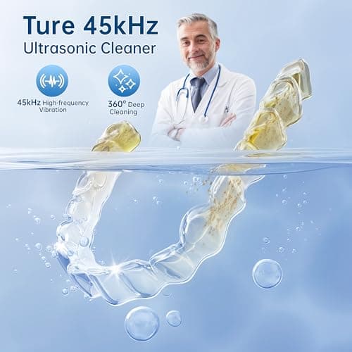 45kHz Ultrasonic Retainer Cleaner Machine, 200ML Dental Cleaning Pod for Dentures, Aligners, Invisalign, Mouth Guards, Night Guards, Jewelry, Toothbrush (Blue) - Thumbnail 2