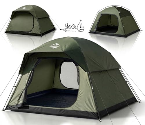 Purebox Tent 4 Person Camping Tents - Double Layer with 2 Doors & Rainfly, Portable Waterproof & Windproof Tents, Large Mesh Ventilation, Easy Setup Family Tent for Camping, Hiking and Backpacking