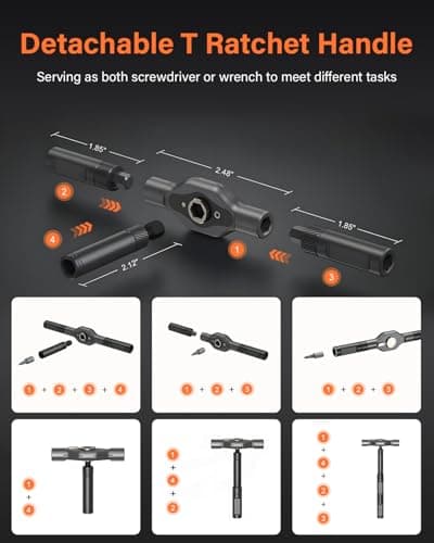 42 in 1 Magnetic Screwdriver Set, Ratchet Screwdriver Set, DIY Multi Bit Magnetic Drive Set with Detachable Ratchet Handle, Portable Compact Repair Tool Kit for Furniture Computer Bicycle, Orange - Thumbnail 3