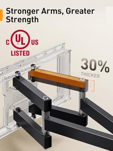 Perlegear UL Listed Full Motion TV Wall Mount for 42-90" TVs up to 132lbs, Heavy Duty TV Mount with Dual Articulating Arms, Tool-Free Smooth Tilt, Swivel, Fits 16" Studs, Max VESA 600x400mm, PGLF8 - Thumbnail 4