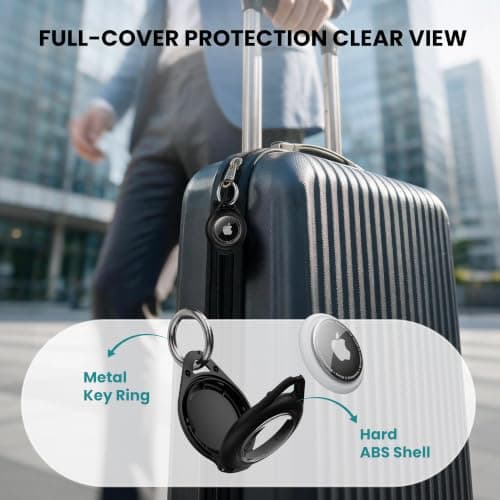 typecase AirTag Holder 4 Pack, Waterproof AirTag Keychain Case Compatible with Apple AirTag, Durable Protective Cover with Key Ring for Keys, Luggage, Backpack, Pet Collar and Bags, Black - Thumbnail 3