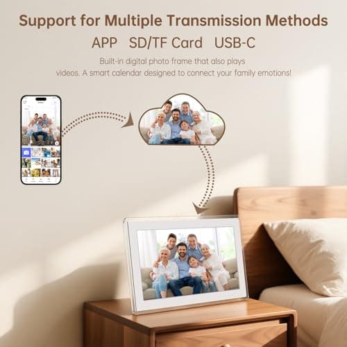 Yemsd 15.6" Digital Calendar, Smart Wall-Mounted HD Touchscreen Electronic Family Calendar, Chore Chart & Meal Planner, Built-in Digital Photo Frame with Desk Calendar Base, Desk Calendar Refills, White - Thumbnail 5