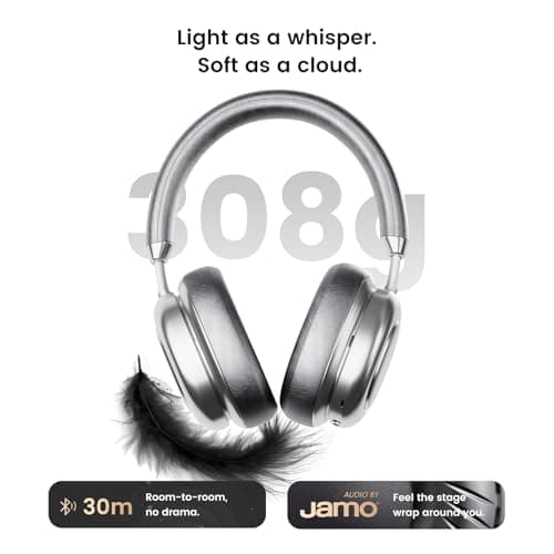 MorningBlues VWS X1 Wireless Over Ear Bluetooth Headphones, Noise Cancelling Headphones with 40mm Jamo Drivers, Dual OLED Touchscreen, APP Control, 60H Playtime, Silver - Thumbnail 6