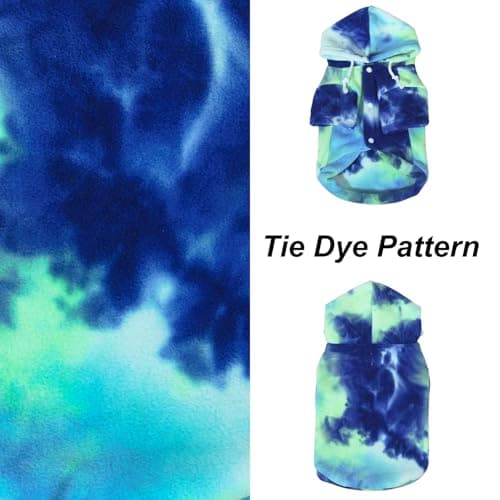 Mklhgty Tie Dye Dog Hoodie, Winter Coat for Small Dogs - Ultra-Soft Adjustable Warm Hood, Breathable Comfort Fabric for Daily Use - Thumbnail 4