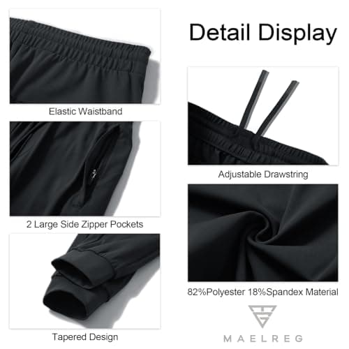 M MAELREG Boys Hiking Pants with Pockets Youth Dry Fit Casual Soft Kid Tapered Leg Sweatpants Uniform Pants for Boy Black - Thumbnail 5