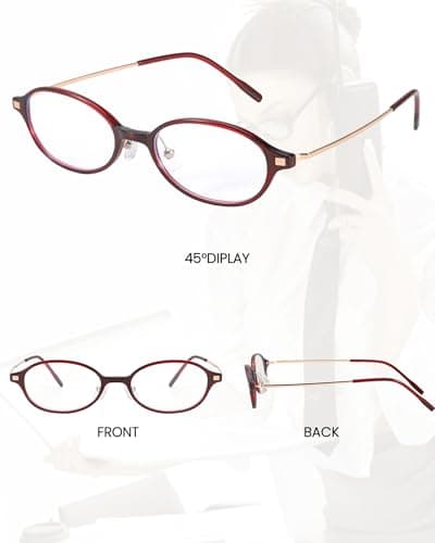 SODQW Titanium Oval Blue Light Glasses for Women, Trendy Small Office-Siren Bayonetta Glasses with Clear Lens - Thumbnail 6
