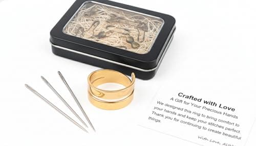 Adjustable Crochet Tension Ring for Knitting – Yarn Finger Guide, Left & Right Hand, Adaptive Hand Support for Seniors – Tapestry Needles, Stitch Markers & Storage Tin Included