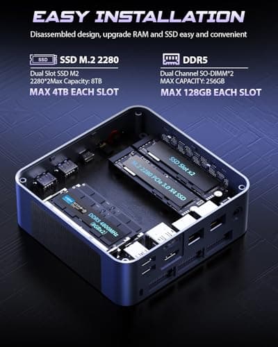 BOSGAME P3 Mix Mini PC, Mini Desktop with Ryzen 7640HS (up to 5.0 GHz), 16GB DDR5, 512GB PCIe SSD, 4K Triple Display, USB 4.0, Dual 2.5G LAN & Wi-Fi 6E & BT5.2, for Home Office Gaming - Thumbnail 5