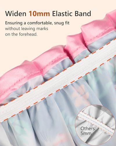mikimini Large Shower Cap for Women Long Hair, Flamingo Shower Caps with Pink Lace, Double-layer Waterproof, Reusable, Washable,X-Large (Pack of 1) - Thumbnail 3