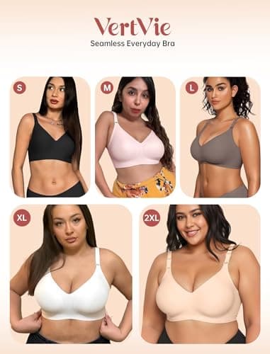Vertvie Womens Wireless Jelly Bras No Underwire Push Up Seamless Bra Supportive Full Coverage Bralette Regular and Plus Size(Pink,XX-Large) - Thumbnail 5