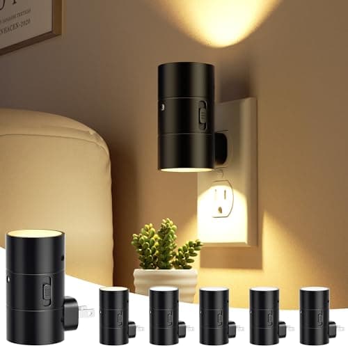 JOFIOS Night Lights Plug Into Wall,3 Color Temperatures LED Night Light Plug in,Dusk to Dawn Sensor,0-100LM Adjustable Brightness,Dimmable Night Lights for Hallway Bathroom Stair Bedroom,Black,6 Pack - Image 1