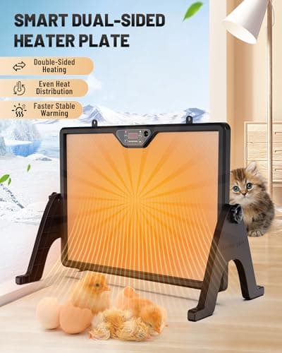 Dual-Sided Chicken Coop Heater for Winter, 180W Adjustable Temperature with Digital Display Panel, 360° Adjustable Angle, Timer & Cycle Mode, Built-in Light, 16 x 12 Inch Heat Plate for Chicken Coop - Thumbnail 2