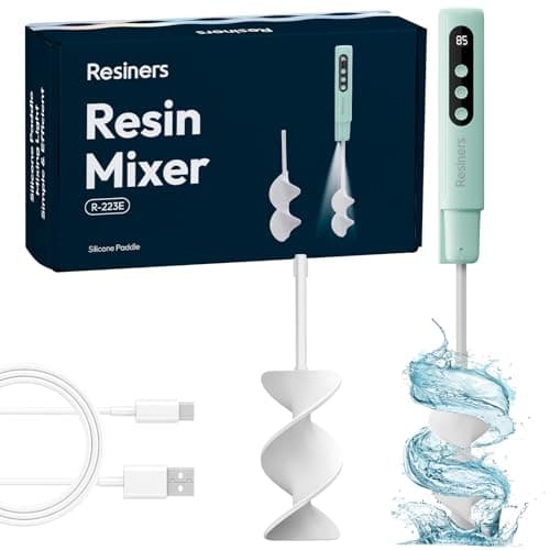 Resiners Airflow Resin Mixer, Handheld Epoxy Mixer with Silicone Paddles & Lighting, 4 Speeds, LED Screen, Minimum Bubbles, Easy Clean, Electric Stirrer Tool for Epoxy Resin, Silicone, Paint Mixing