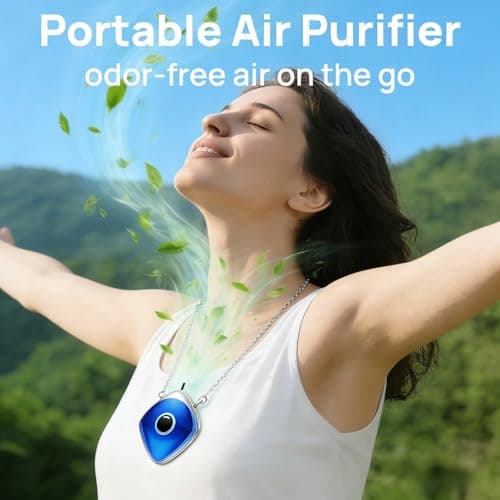 Personal Air Purifier, Chartreey Wearable Air Purifier Necklace, Ture 502 Million/cm³ High-Speed Negative Ion Generator Eliminates Dust, Smoke, Pollen, Maintenance Free(Sapphire Blue) - Thumbnail 2