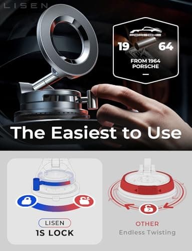 LISEN for Magsafe Car Mount, Cell Phone Holders for Your Car, Magnetic Car Accessories for Women Men Jeep Truck, Gifts for Mothers Day Him Her for iPhone 17 Pro Max 16 15 14 13 12, Samsung S26, Black - Thumbnail 5