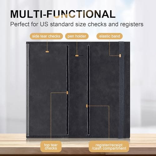CASMONAL Checkbook Covers for Personal Checkbook Holder RFID Blocking Premium Leather Checkbook Cover for Duplicate Checks - Thumbnail 2