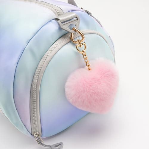 Stelle Pom Pom Keychain Rabbit Fur Bag Charms Fluffy Cute Keychains Purse Backpack Accessories Gifts for Girls/Women(Pink,Heart) - Thumbnail 6