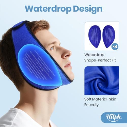 Hilph Face Ice Pack Wisdom Teech Ice Pack Head Wrap for Facial Oral Surgery Pain Relief for TMJ, Jaw Ice Wrap with 4 Hot Cold Gel Packs Reusable for Tooth Extraction & Teeth Removed, Tonsil Blue - Thumbnail 3